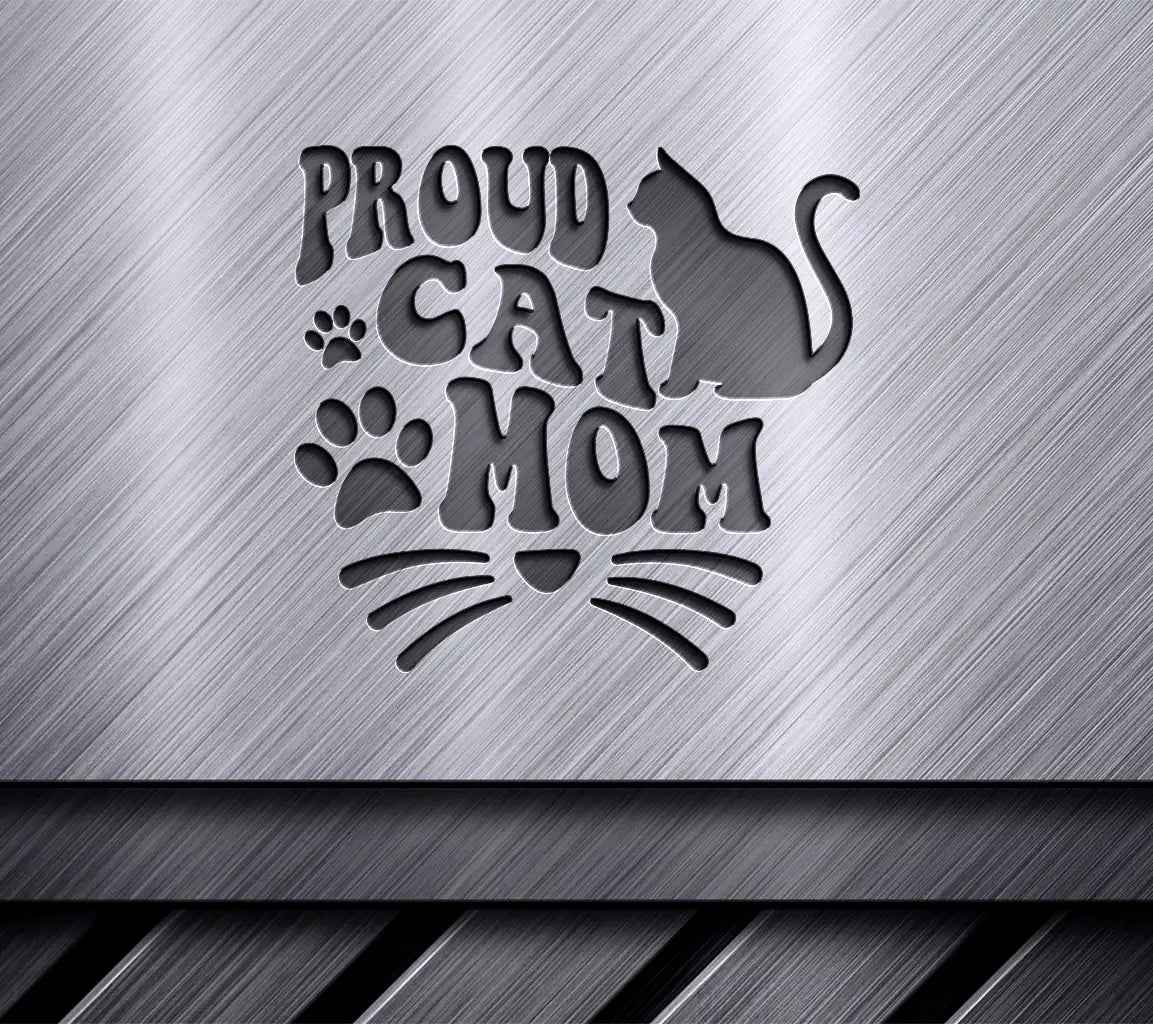 Proud Cat Mom Silhouette SVG -  Cat with Paw Prints SVG