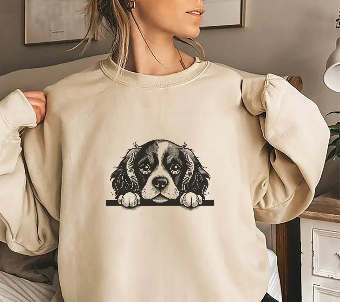  Cocker Spaniel & Cavalier King Charles Spaniel Peeking SVG SVG