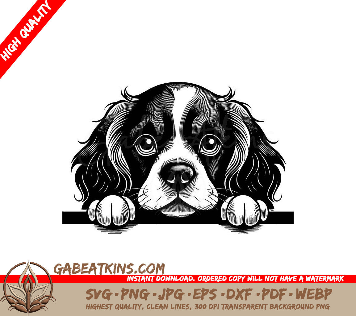  Cocker Spaniel & Cavalier King Charles Spaniel Peeking SVG SVG