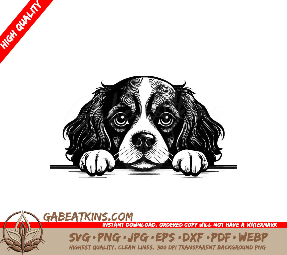 Cavalier King Charles Spaniel Peeking Over Wall SVG SVG