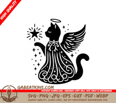  A Cat With Angel Wings SVG - Celestial Feline SVG