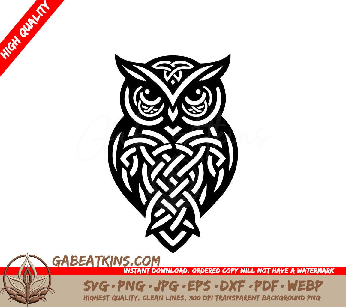 Celtic Owl SVG -  Drawing with Design SVG