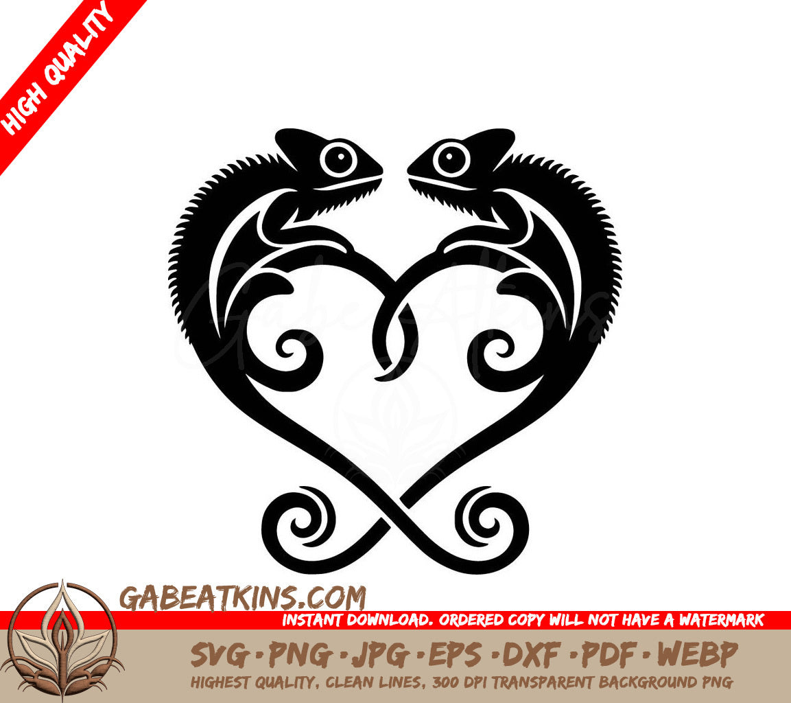  Two Chameleons Making A Heart Shape SVG - Chameleon Heart SVG