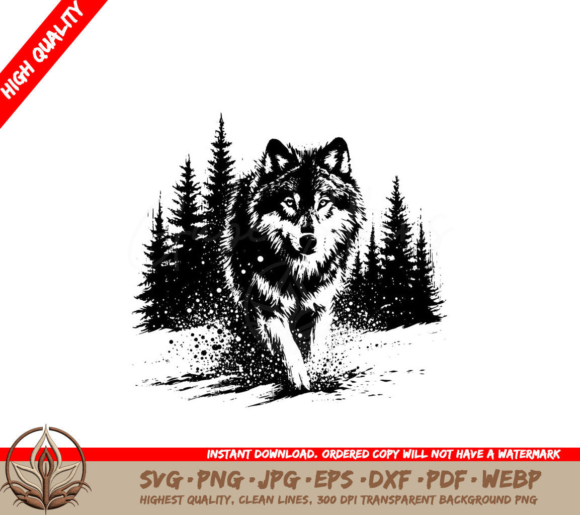 Charging Pine Wolf SVG