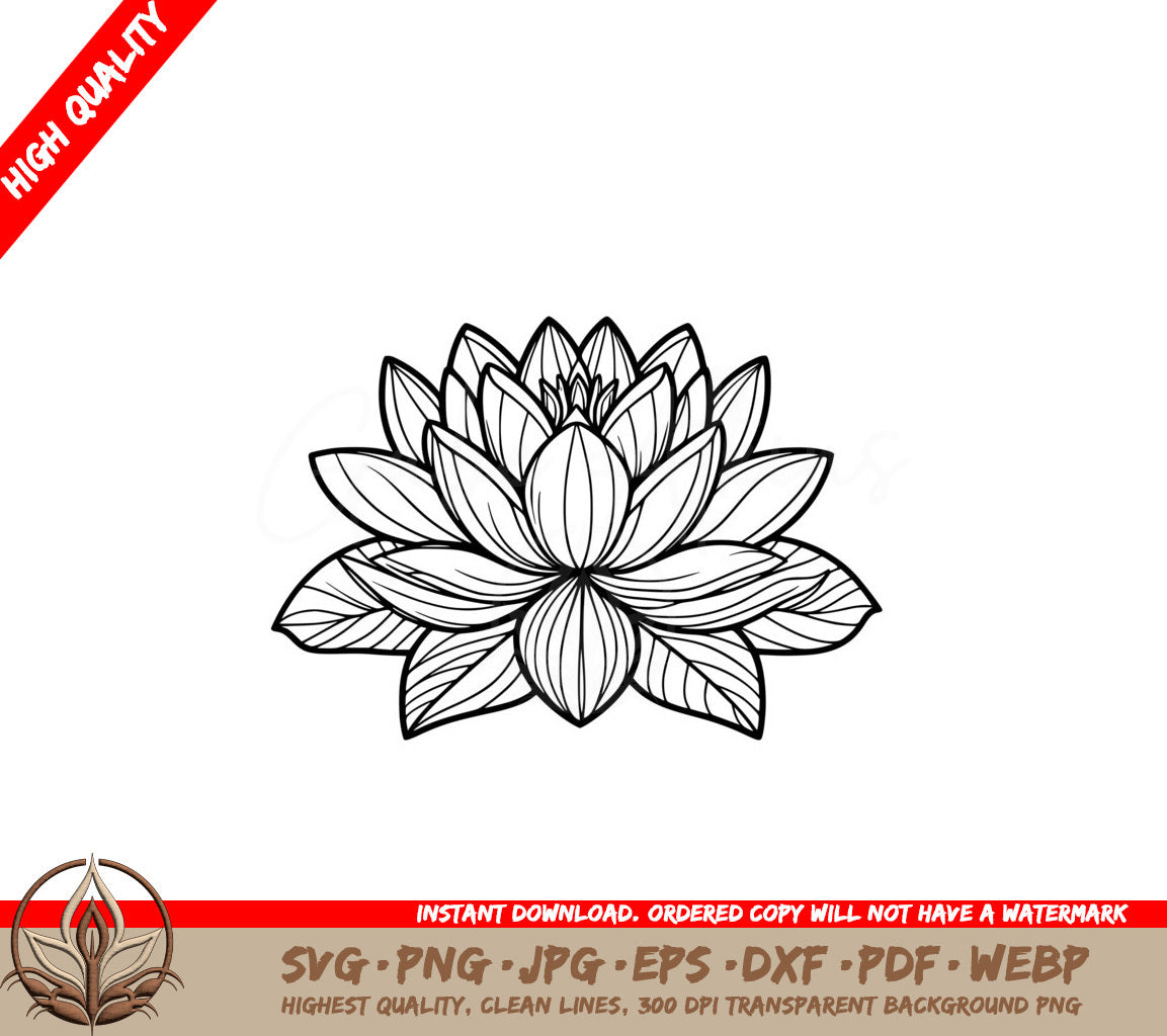 Charming Water Lily SVG - Digital Product with Multiple File Formats