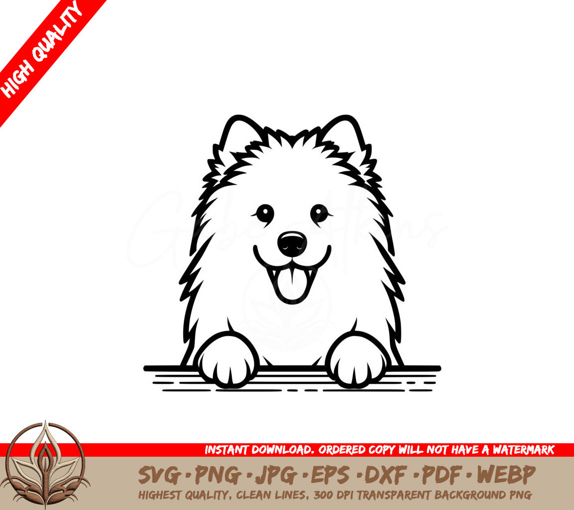 Cheerful Fluffy Samoyed Digital Design SVG