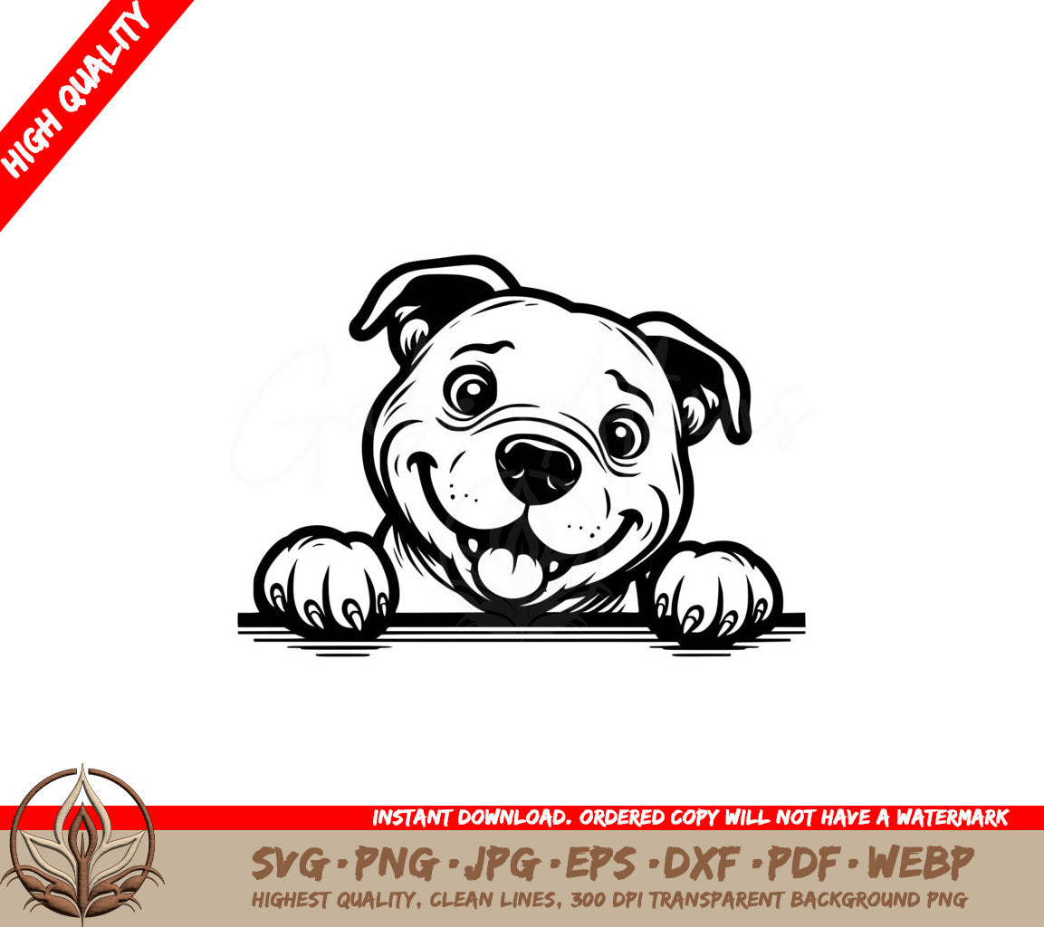 Cheerful Pitbull Peek SVG