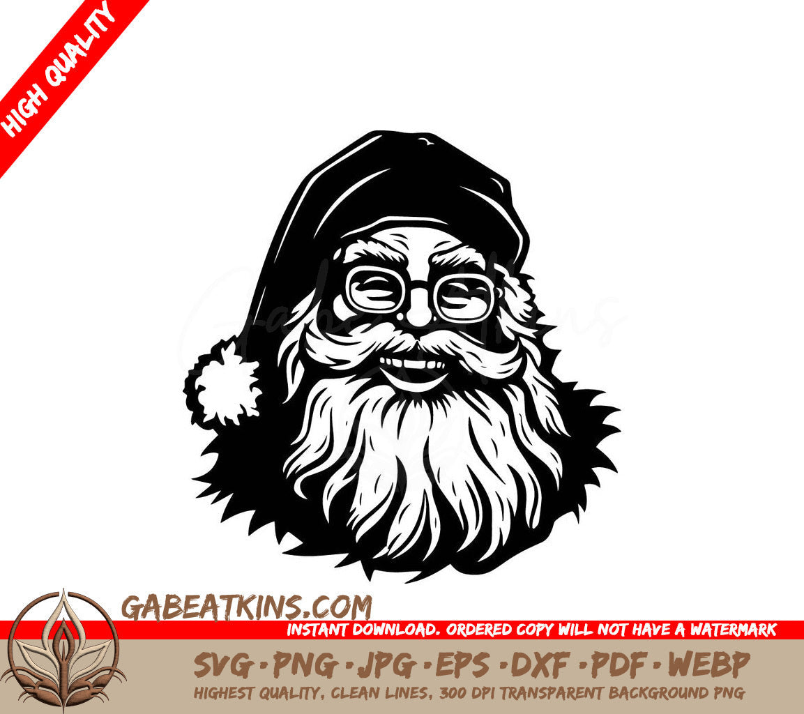  Santa Claus Wearing Glasses And A Hat SVG - Cheerful Santa Claus SVG