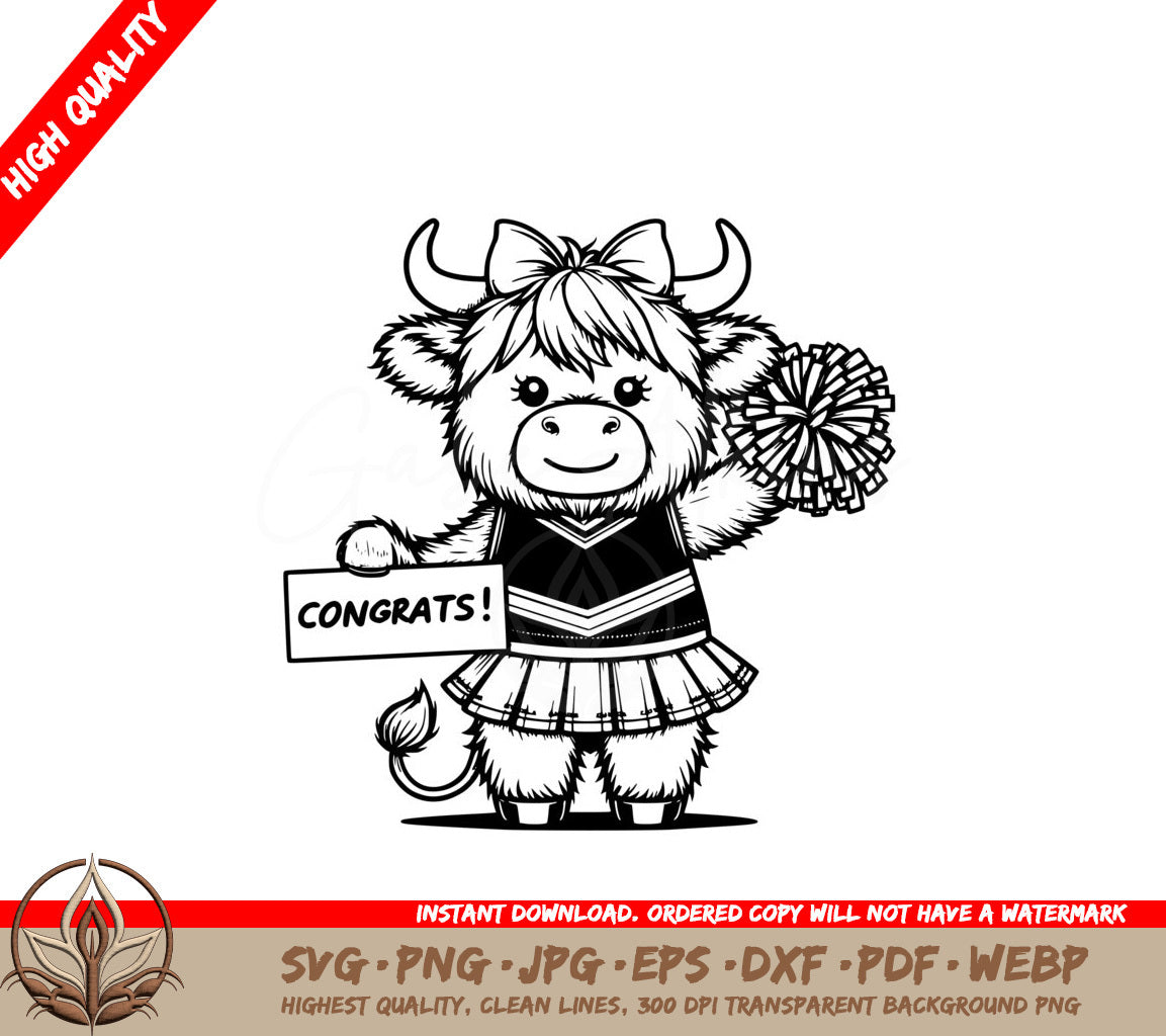 Cheerleader Cow Celebration SVG