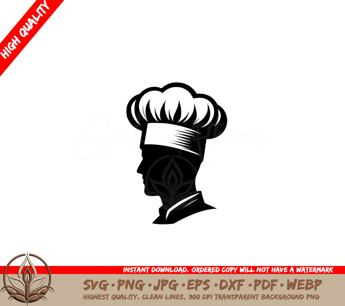 Chefs Side Portrait Digital Product in SVG Format