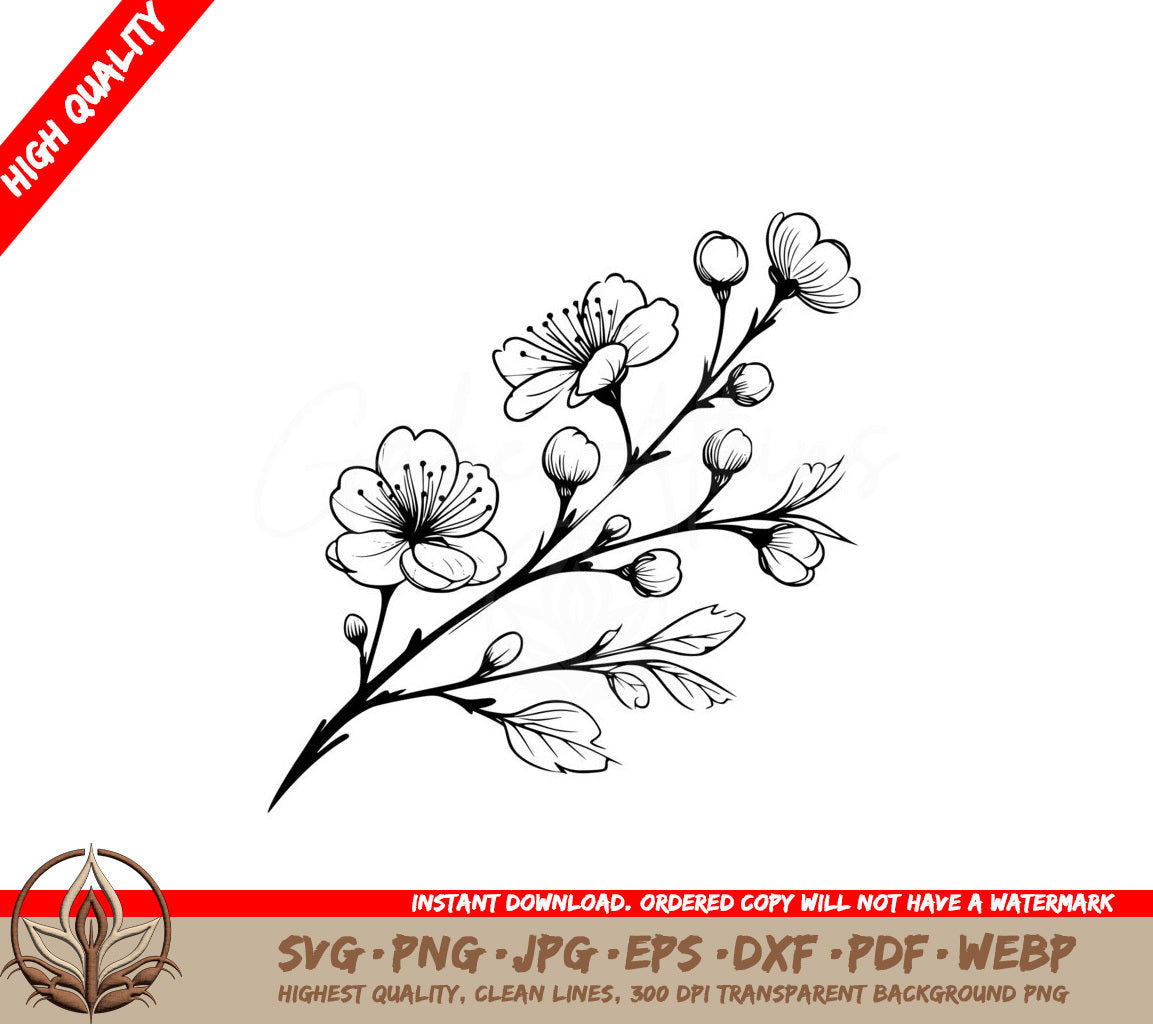 Cherry Blossom Branch SVG