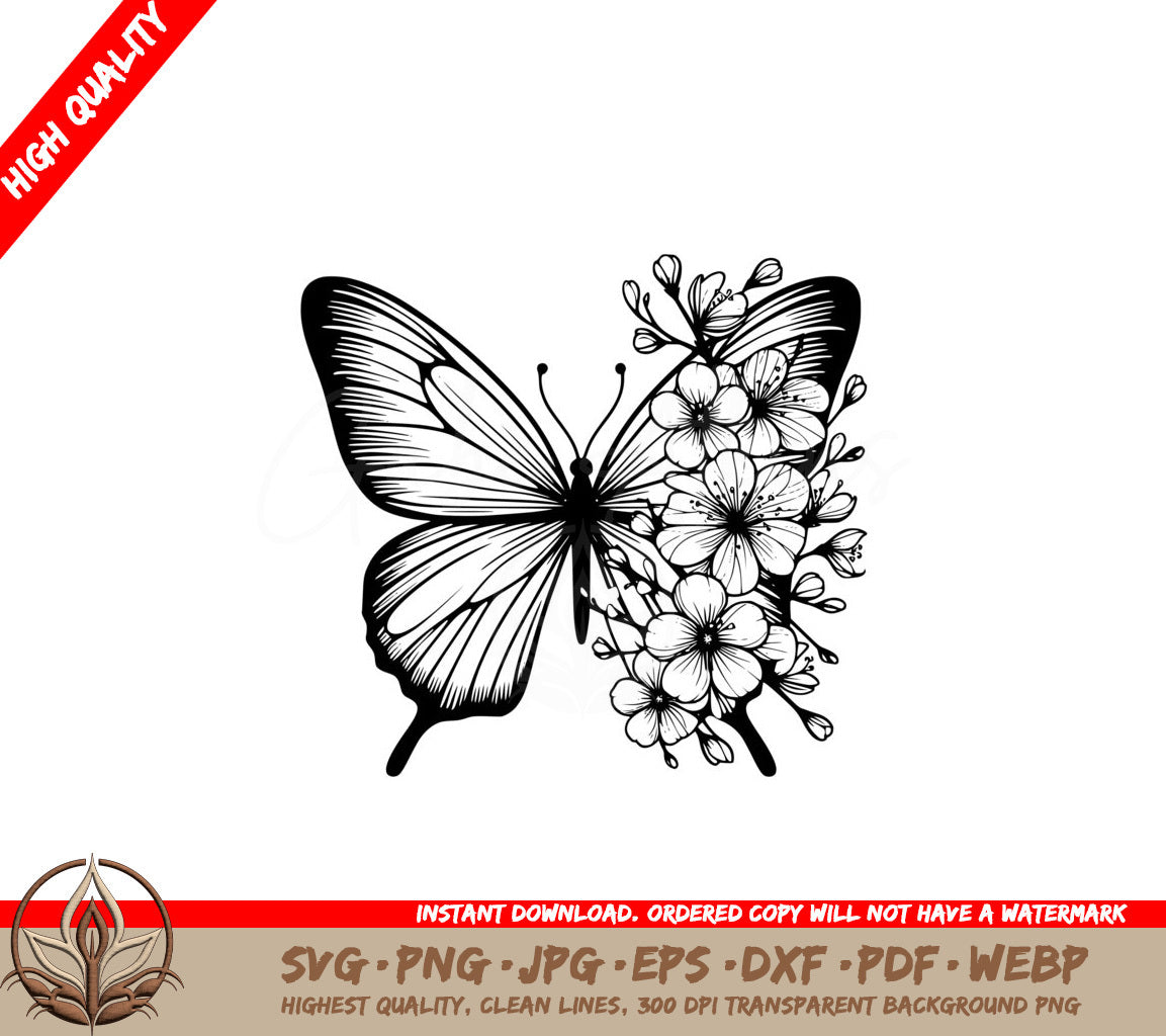 Cherry Blossom Butterfly SVG Digital Product