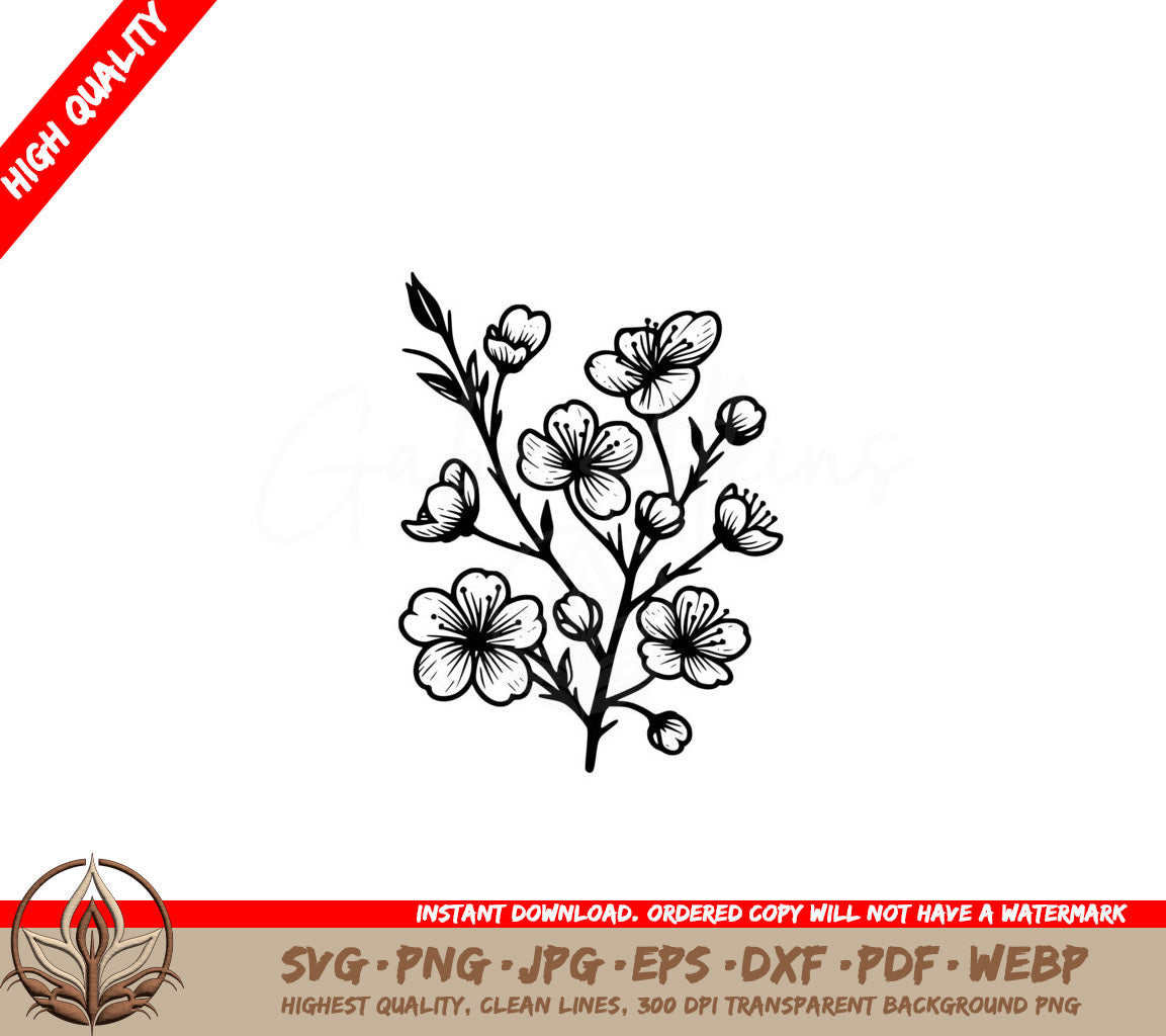 Cherry Blossom Grace SVG - Digital Product in Multiple Formats