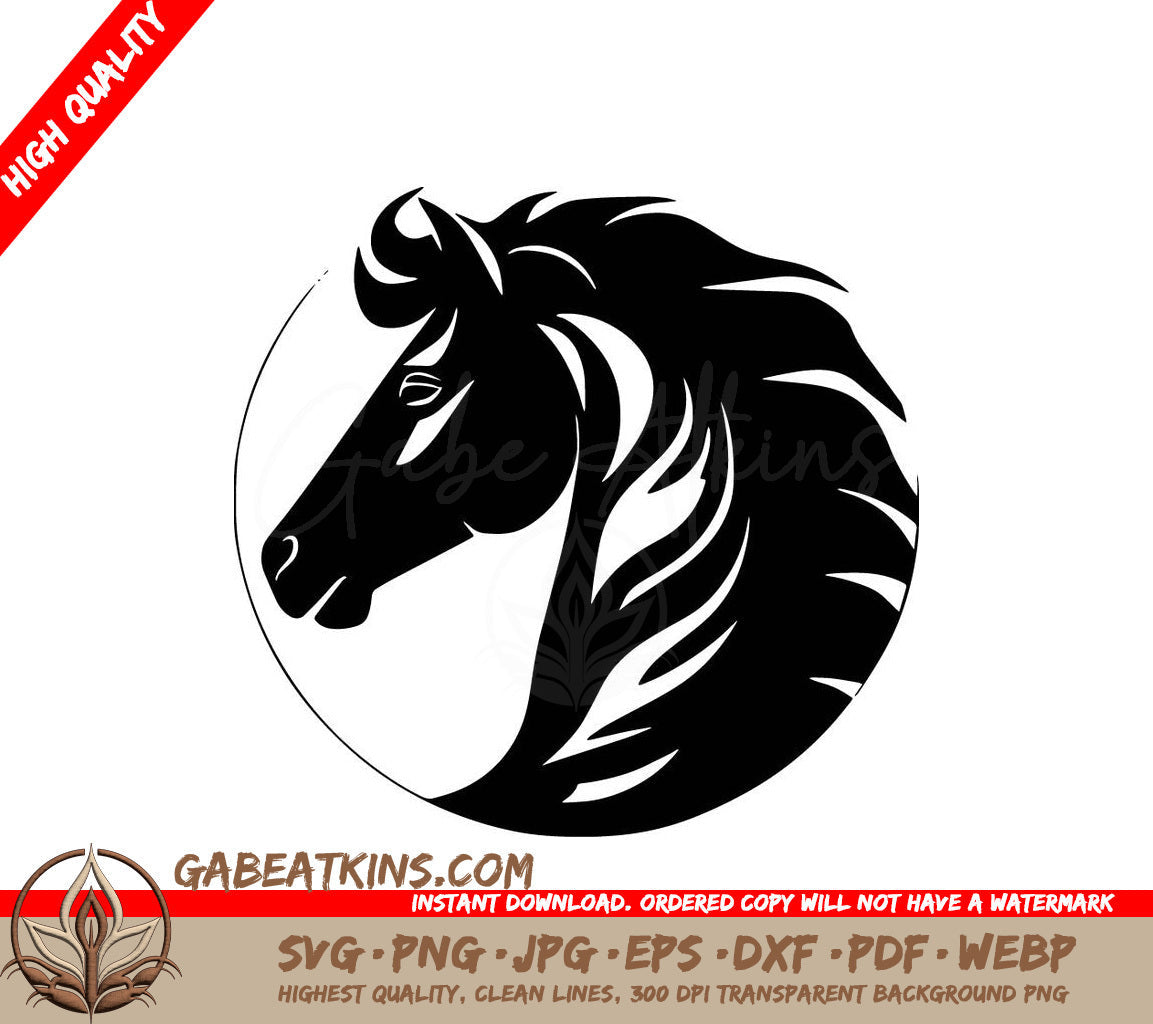  A Horses Head In A Circle SVG - Chess Black and White Vector illustration SVG