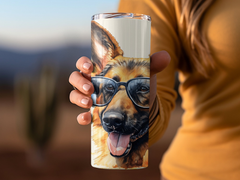 Chic Sunglasses German Shepherd Tumbler Wrap | 20oz Tumbler Wrap Sublimation PNG - Gabe Atkins Designs