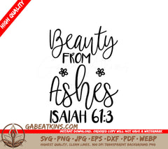 Beauty From Ashes SVG - Christian Bible Verse Clipart SVG