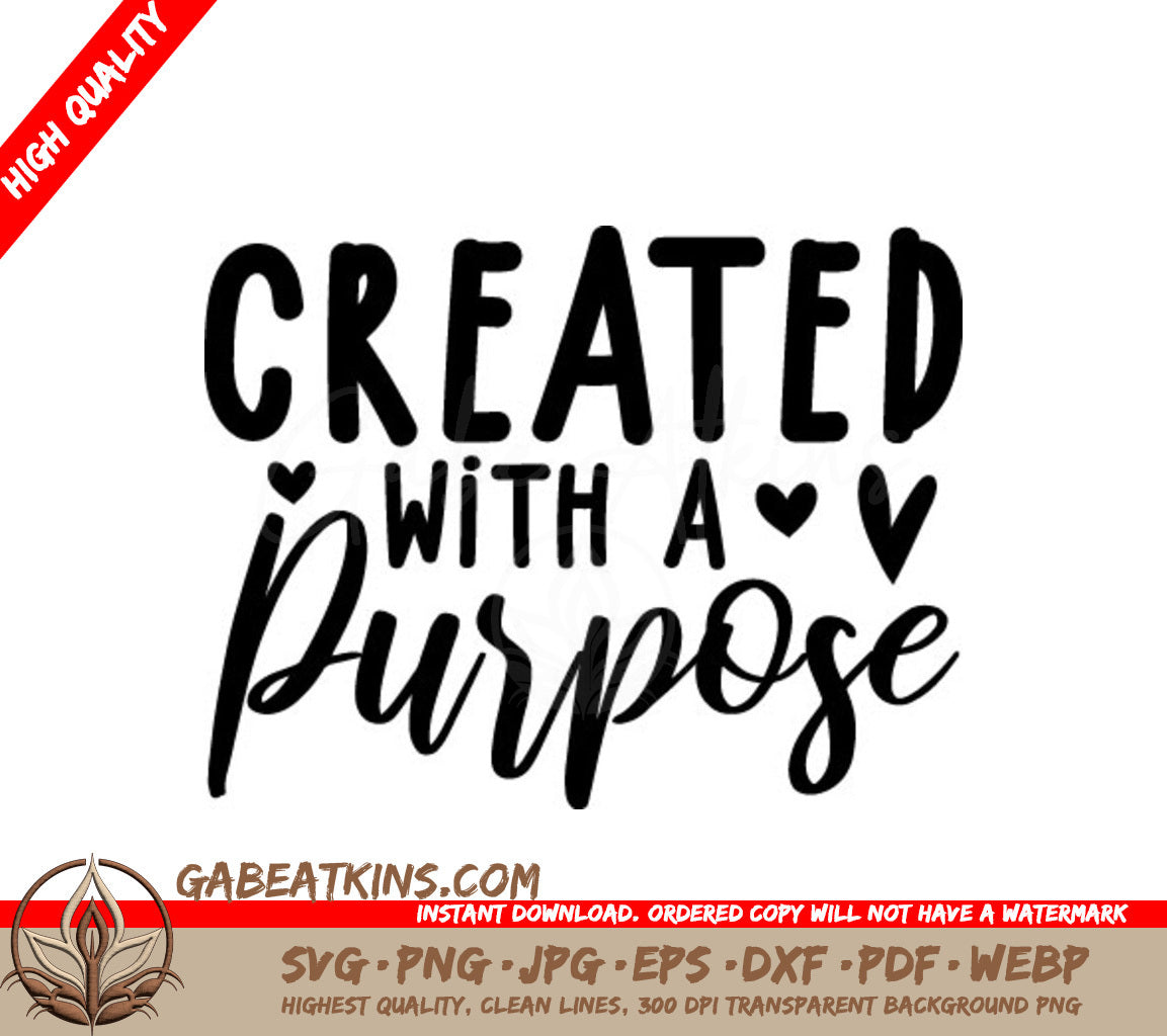 Created With A Purpose -  Christian SVG SVG