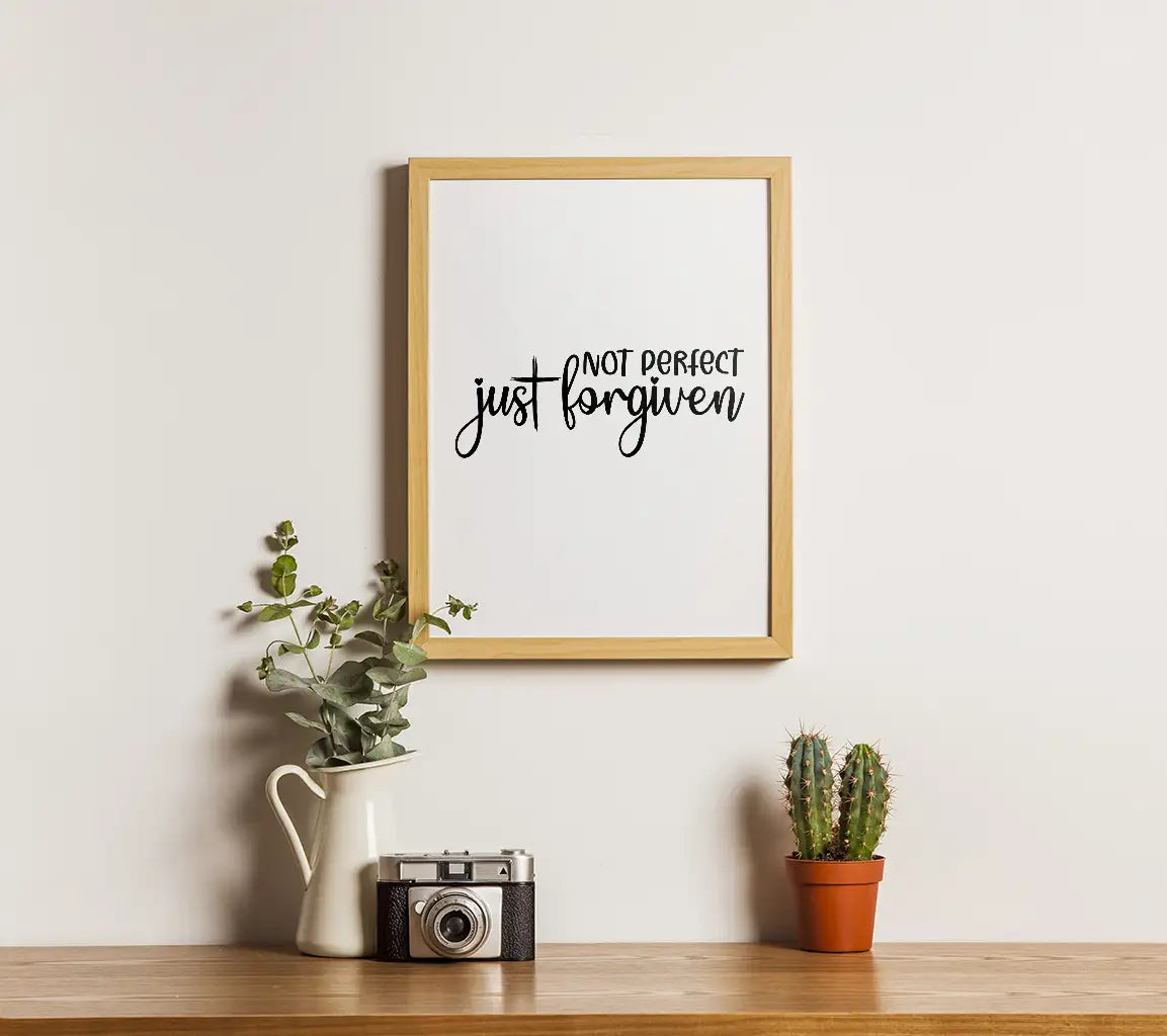 Not Perfect, Just Forgiven Cursive SVG Design - Christian Graphic SVG