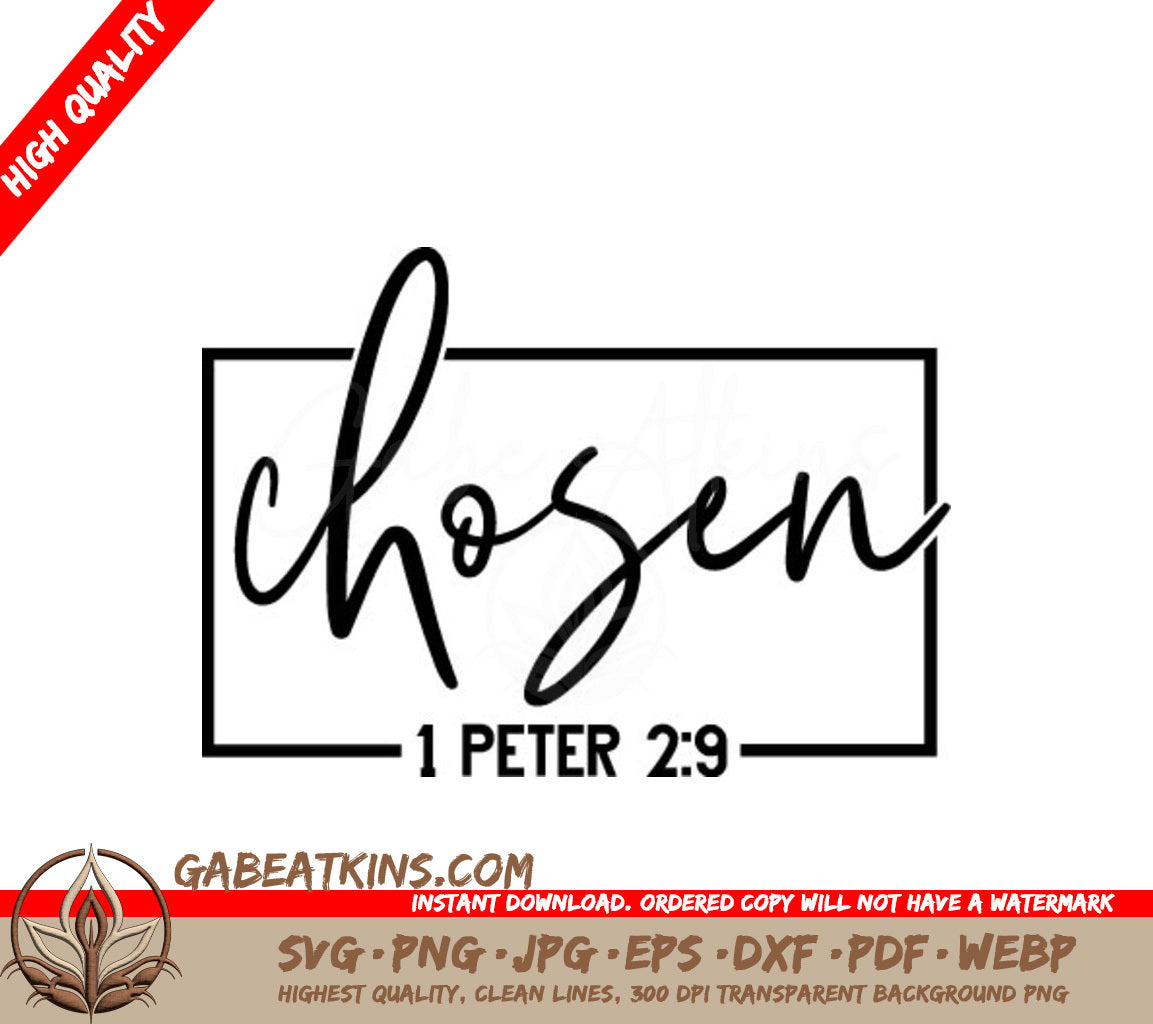 Cursive The Word Chosen SVG - Christian Design SVG