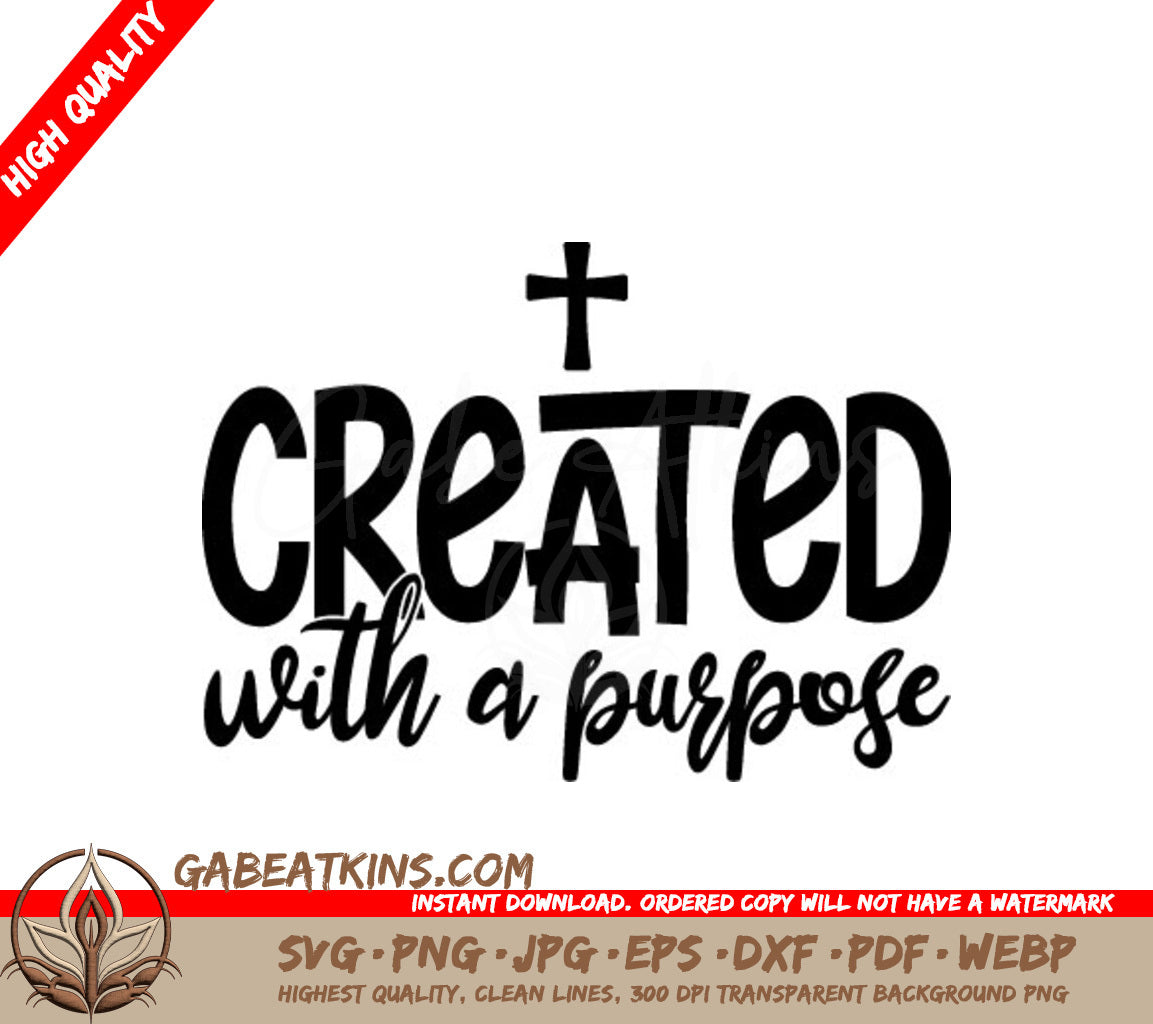 Christian Cross Logo SVG - Created With A Purpose  Design SVG