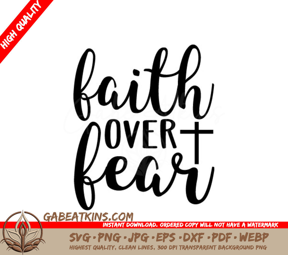 Faith Over Fear Cross SVG - Christian Design SVG