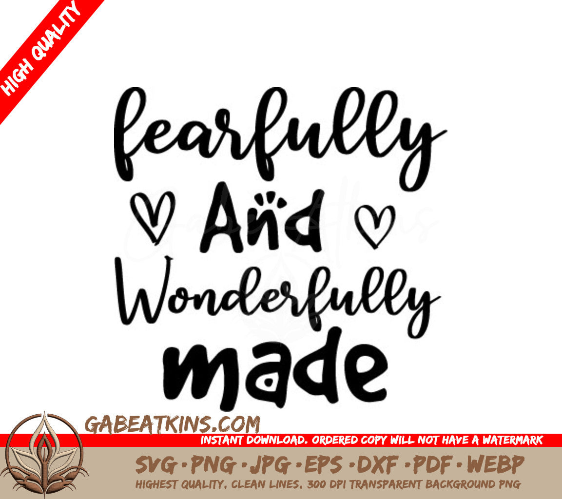 Fearfully & Wonderfully Made SVG - Christian Design SVG