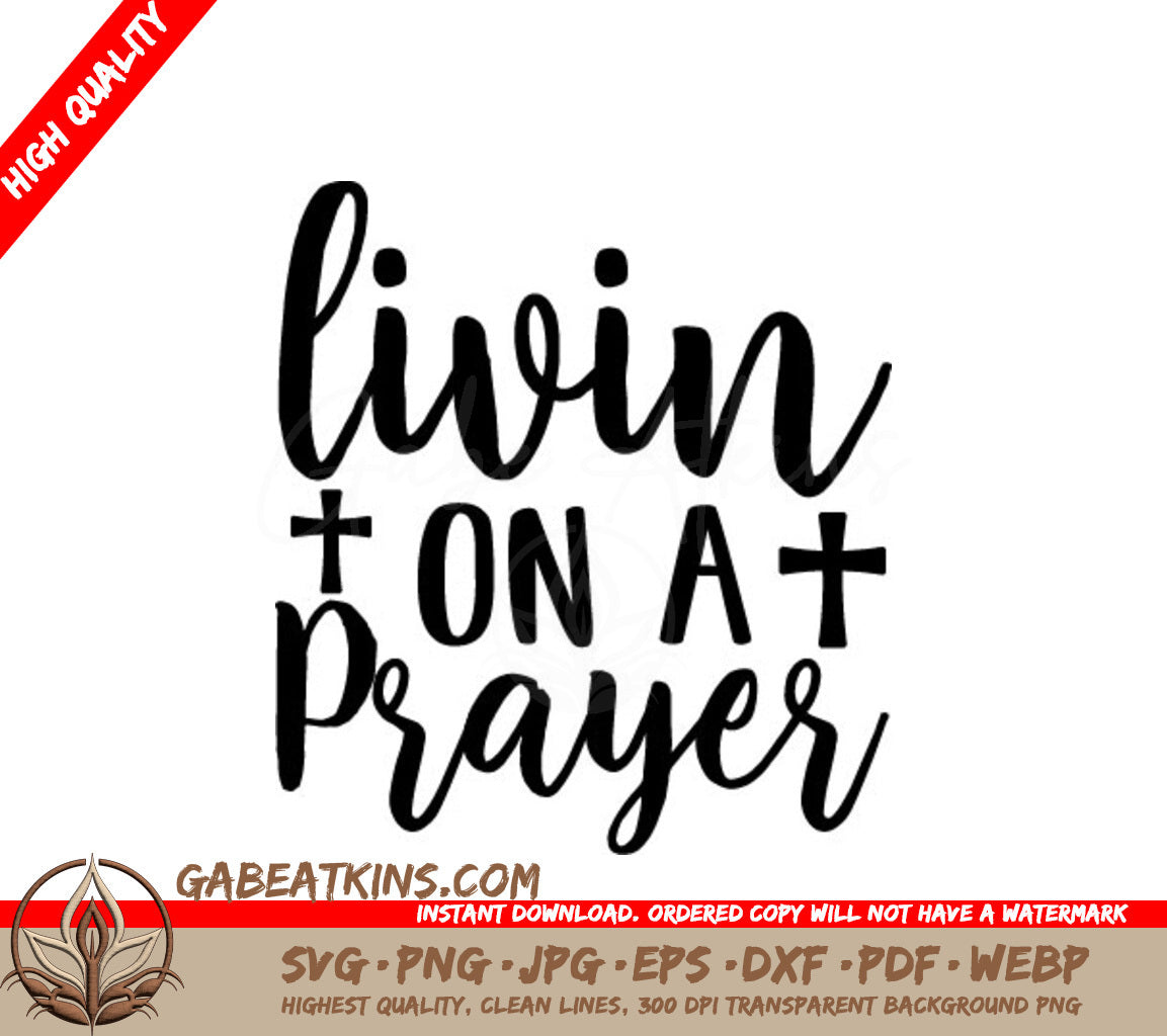 Living on a Prayer Cross SVG - Christian Design SVG