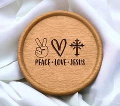 Peace, Love, Jesus SVG - Christian Design with Peace Sign, Heart, and Cross SVG