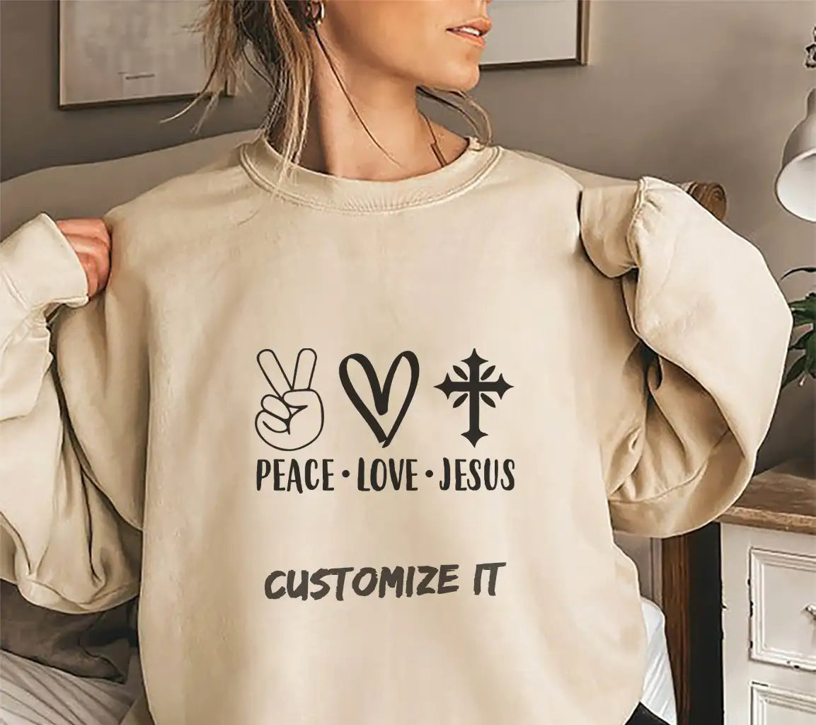 Peace, Love, Jesus SVG - Christian Design with Peace Sign, Heart, and Cross SVG