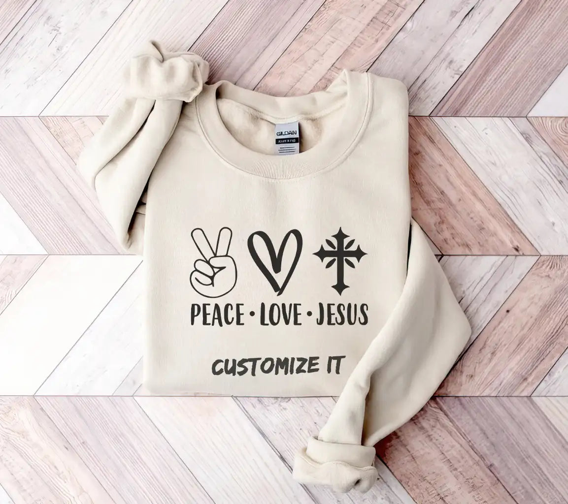 Peace, Love, Jesus SVG - Christian Design with Peace Sign, Heart, and Cross SVG