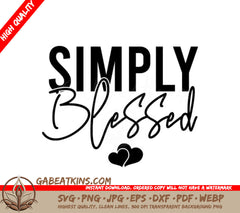 Simply Blessed  Logo SVG with Hearts - Christian Design SVG