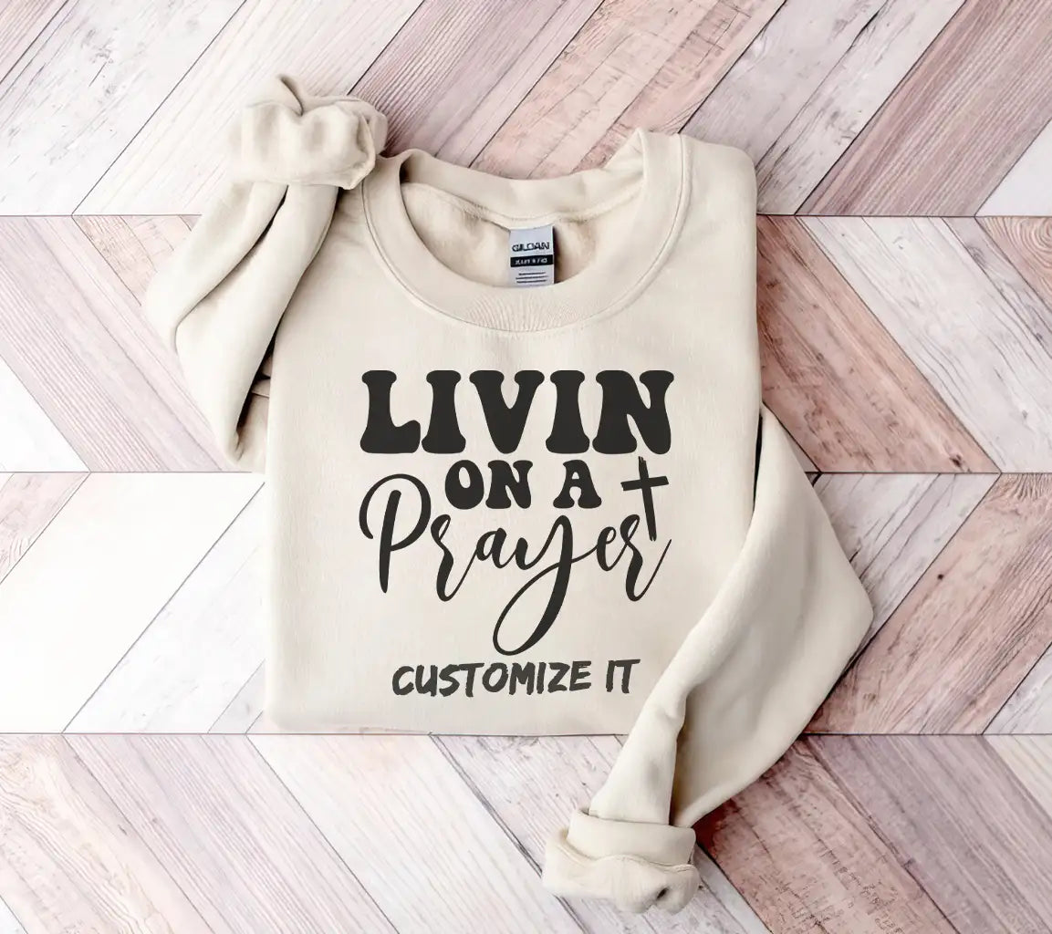 Livin on a Prayer Cross SVG - Christian Graphic Design SVG