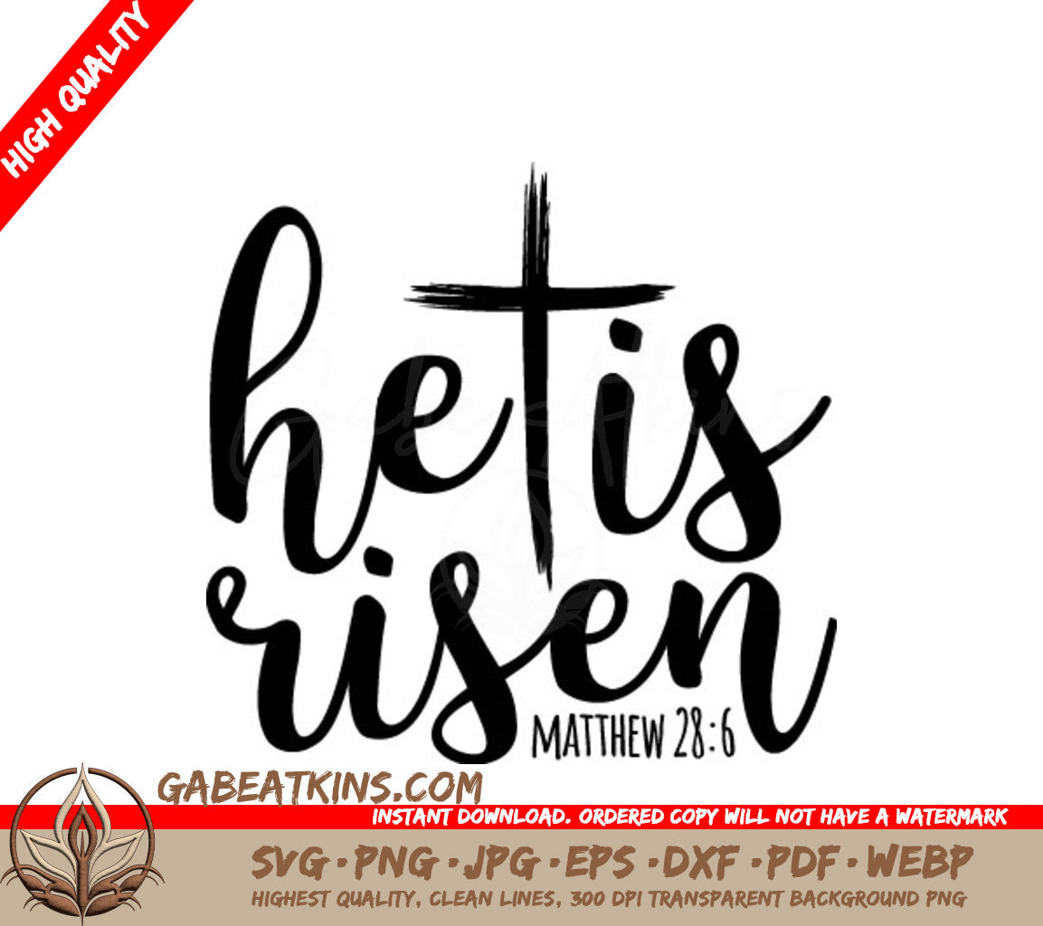 He Is Risen SVG -  Christian Cross Logo SVG