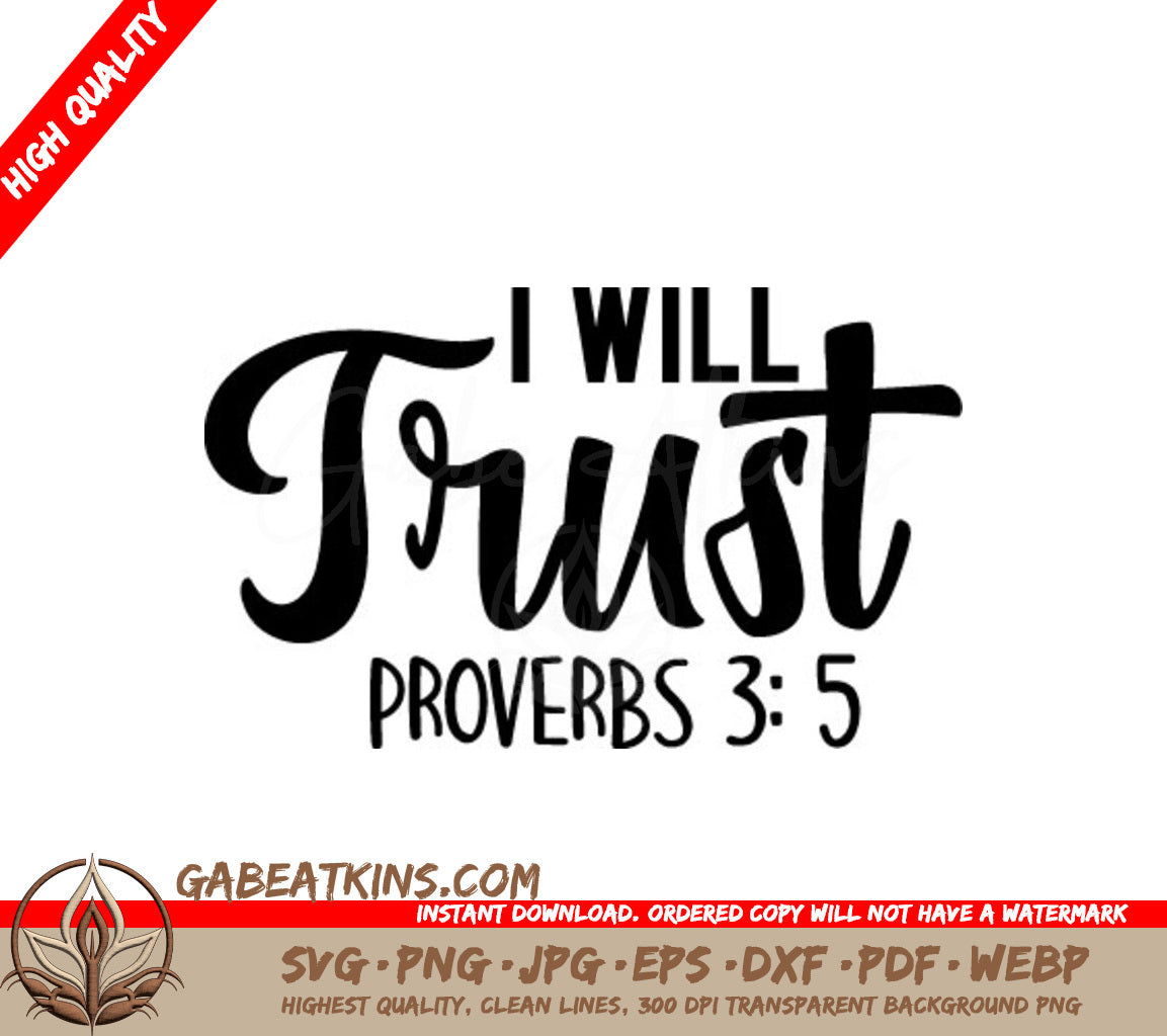 I Will Trust Proverbs 35 SVG - Christian Design on White Background SVG