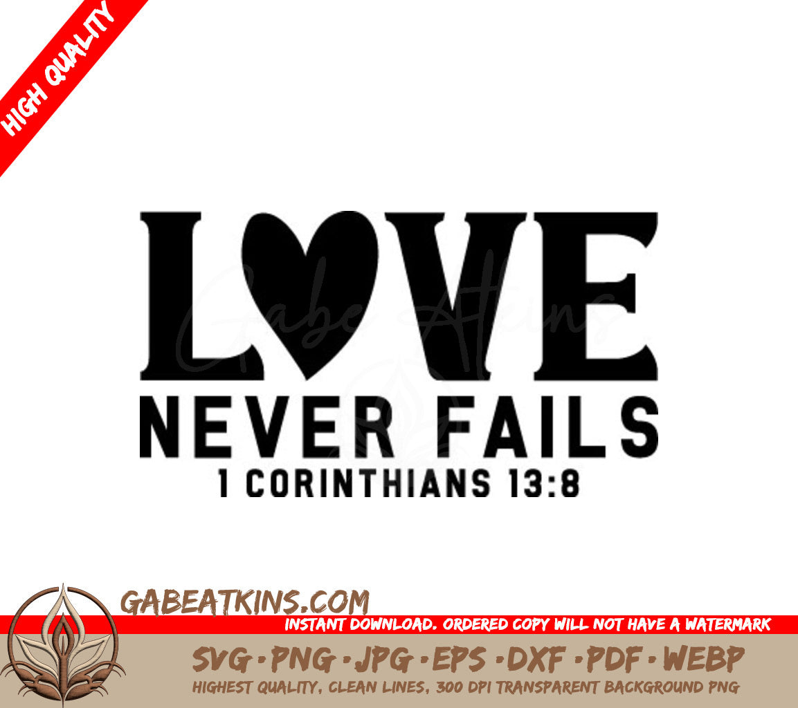 Christian Love Never Fails SVG -  Heart Logo SVG