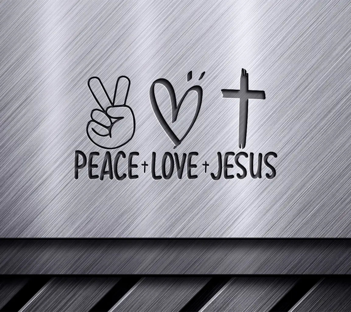 Peace, Love, Jesus SVG Christian Heart, Peace Sign, and Cross Design SVG