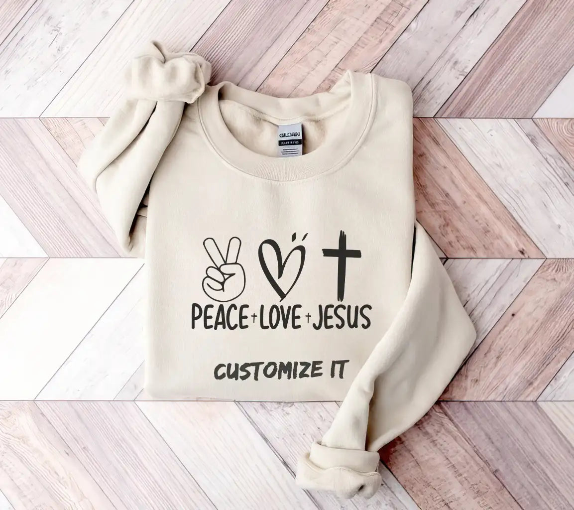 Peace, Love, Jesus SVG Christian Heart, Peace Sign, and Cross Design SVG