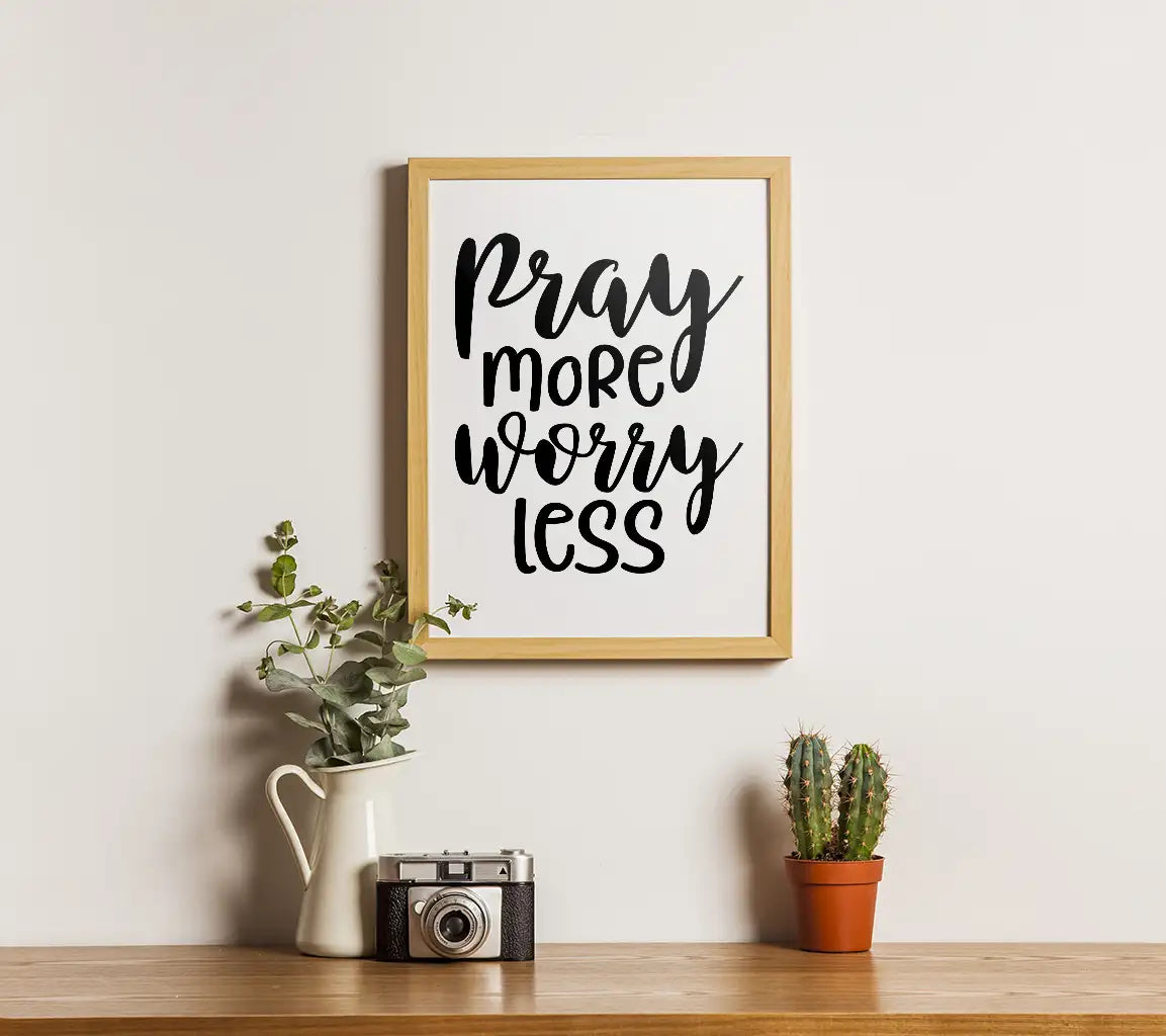 Pray More Worry Less SVG - Christian Design White Background SVG