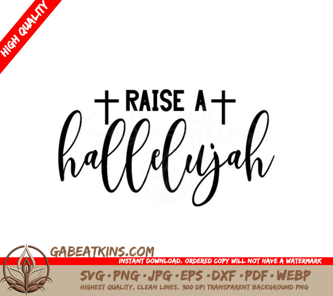 Christian Raise a Hallelujah SVG with Cross Background SVG