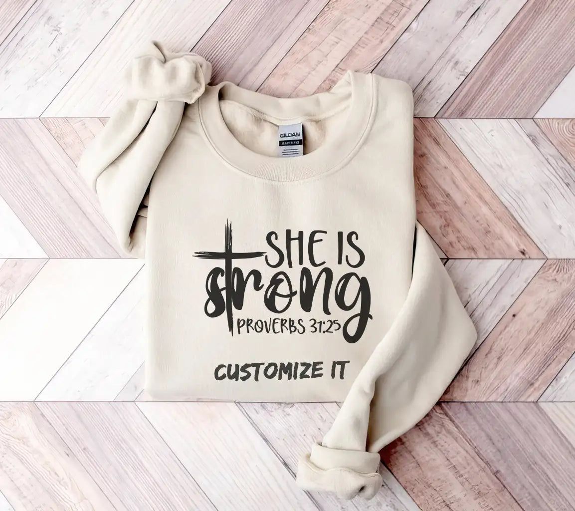 She Is Strong SVG - Christian Bible Verse Design SVG