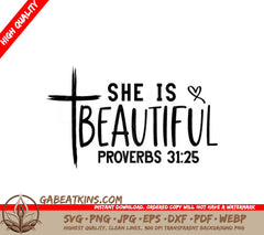  Cross She Is Beautiful SVG - Christian Design SVG