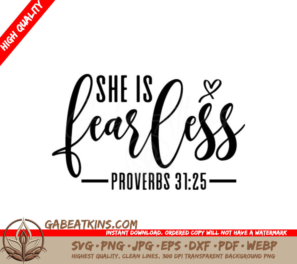 She Is Fearless SVG - Christian Design with Heart SVG