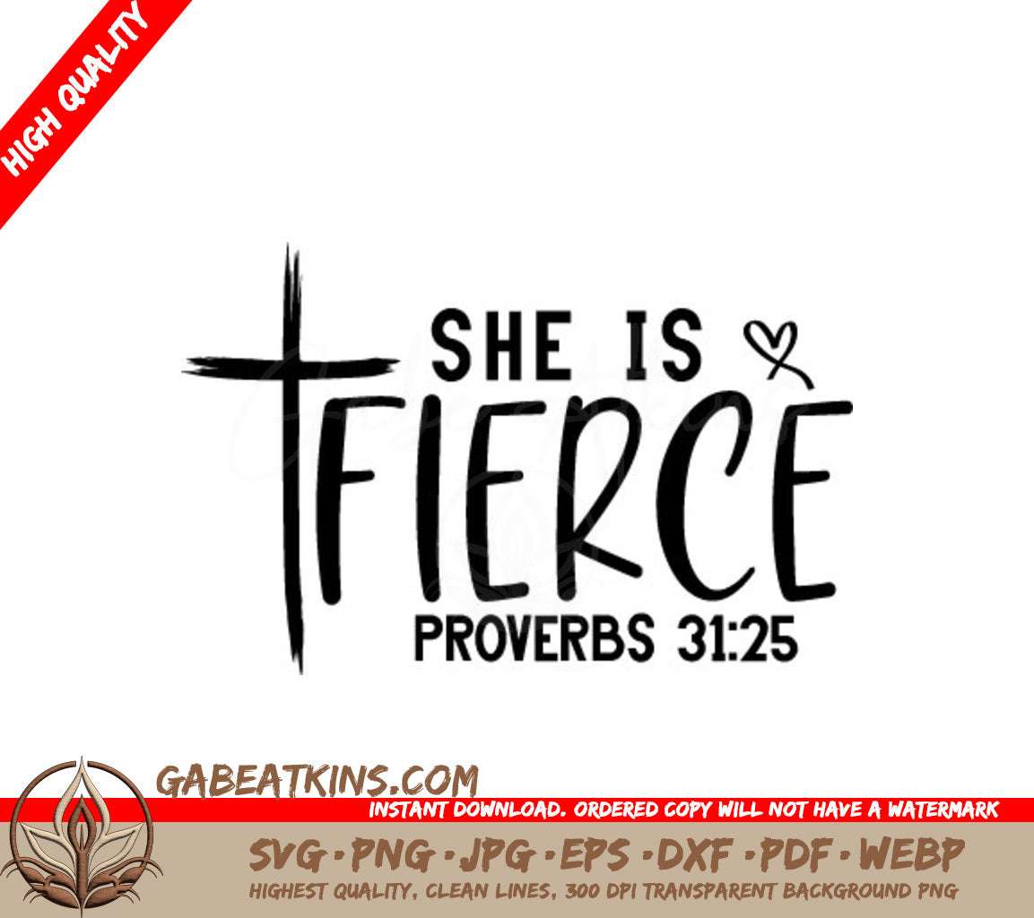  Christian She Is Fierce Cross Logo SVG SVG