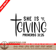 Christian She Is Giving Cross Logo SVG SVG