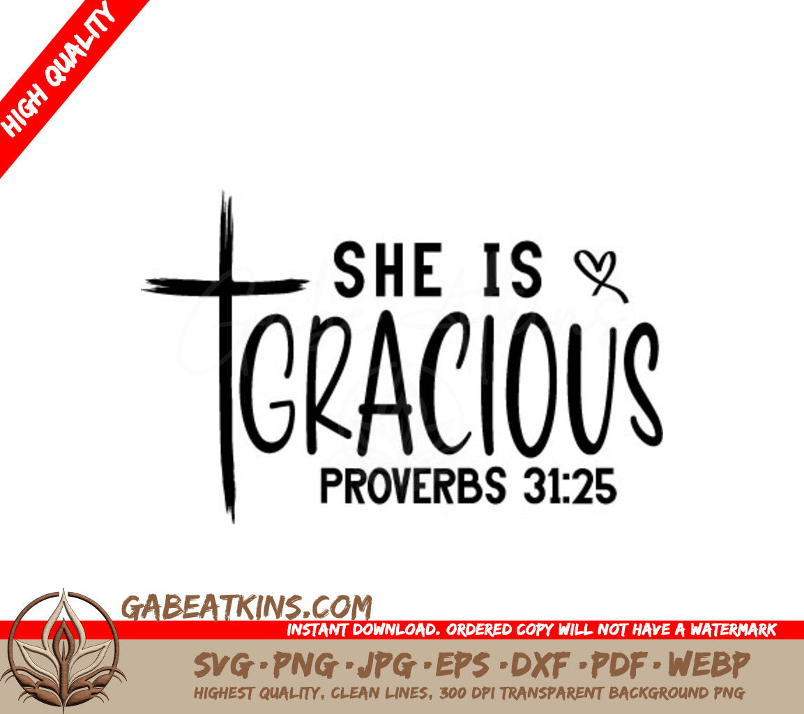 She Is Gracious -  Cross Logo SVG SVG