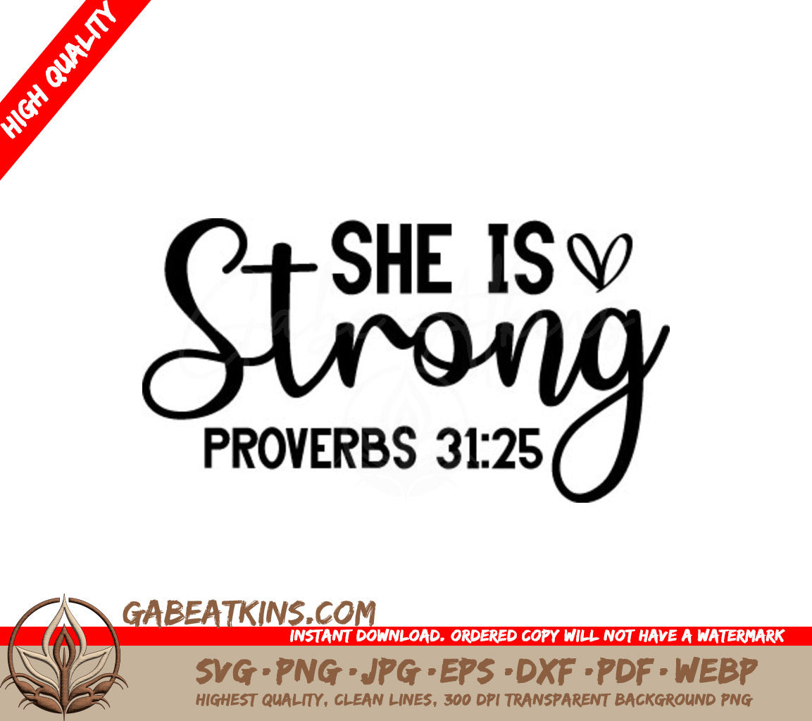 She Is Strong SVG - Christian Bible Verse Design SVG