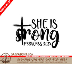 Christian She Is Strong  Cross SVG Logo SVG