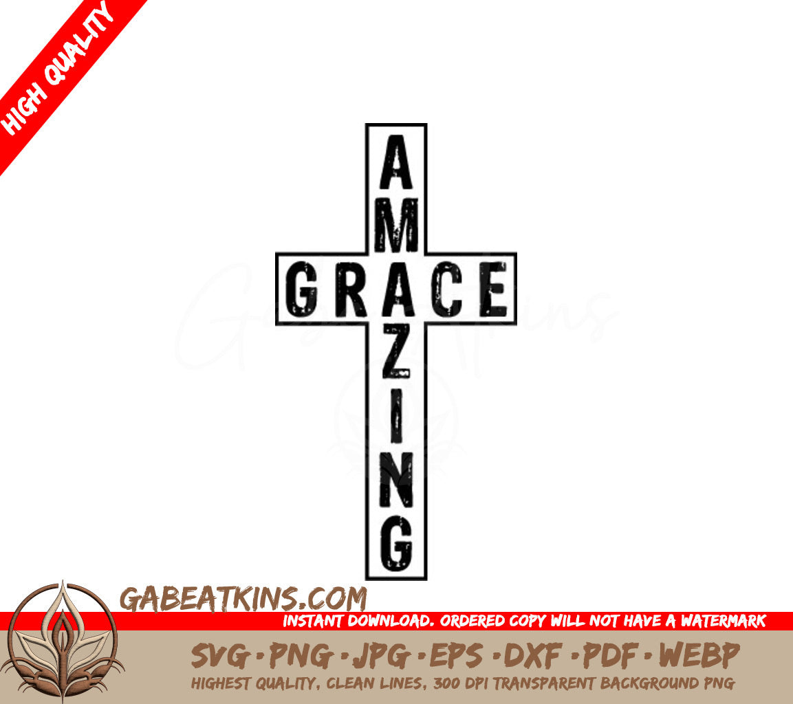 Amazing Grace Cross SVG - Christian T-Shirt Design SVG