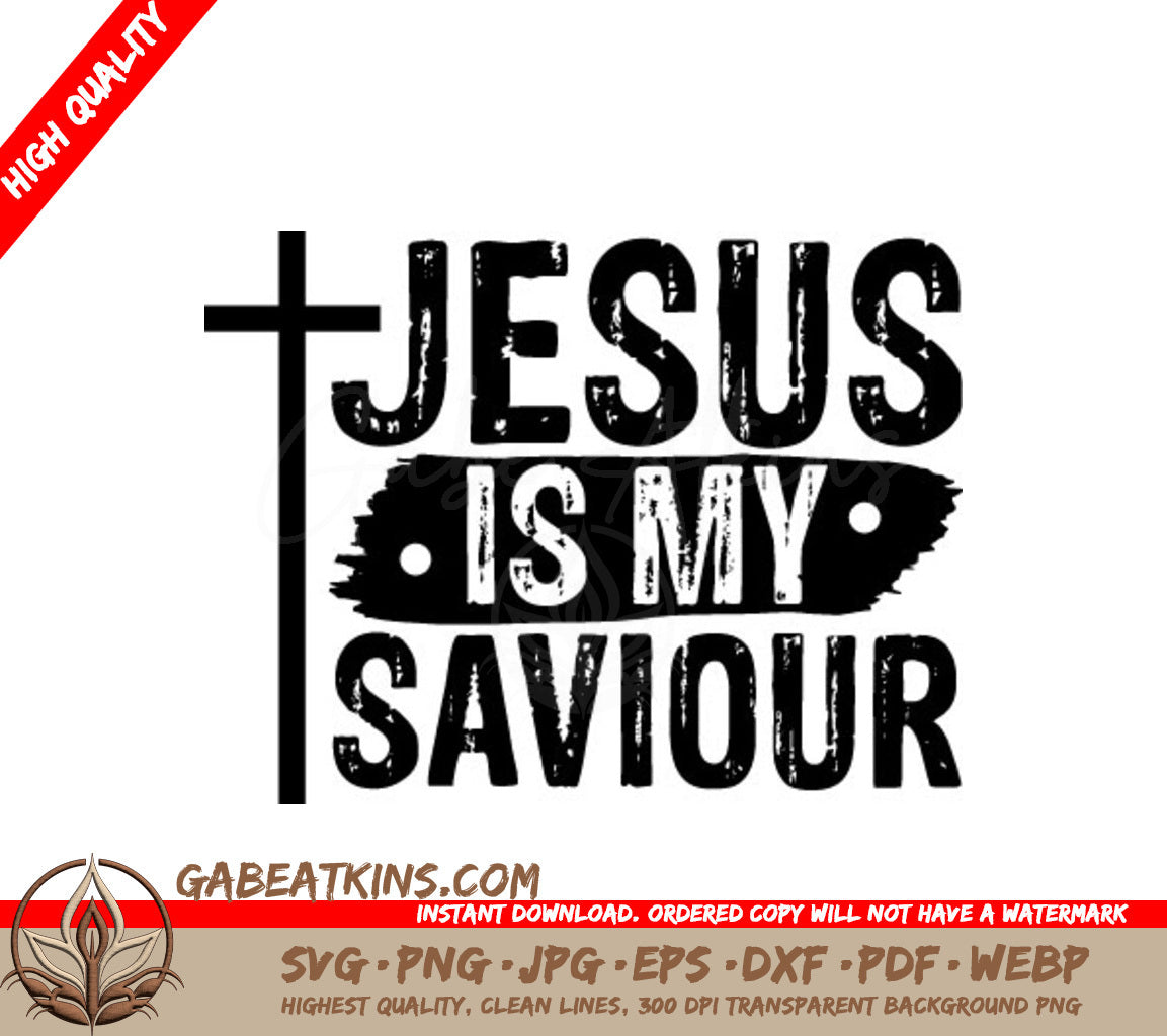 Jesus Is My Savior SVG - Christian T-Shirt Design with Cross SVG