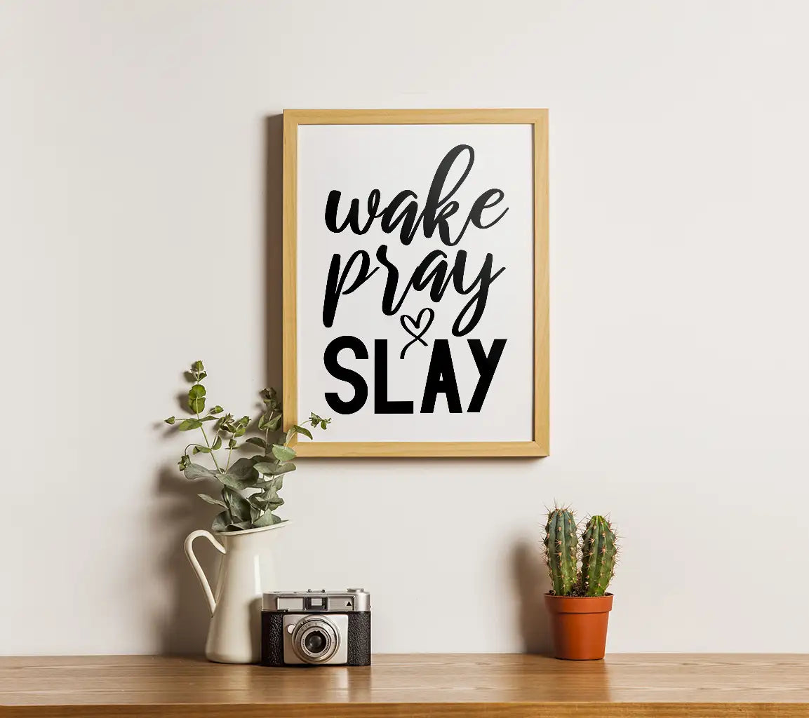 Wake Pray Slay SVG - Christian Inspirational Quote Design SVG